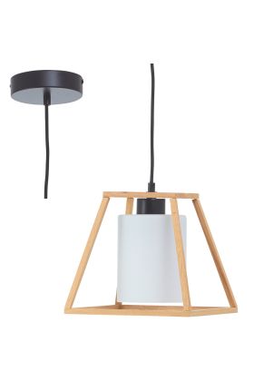 Brilliant Giseh 92844/09 houten hanglamp met opaal glas