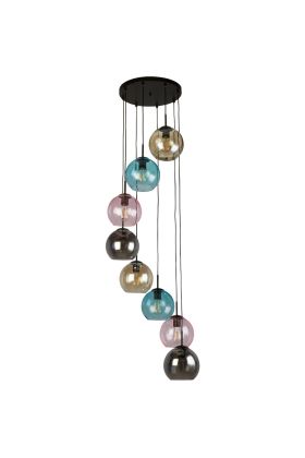 Searchlight Mardi Gras 94008-8BK kleurrijke hanglamp