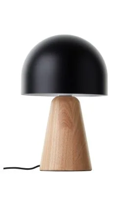 Brilliant Nalam 94702/76 zwart metalen tafellamp met houten voet