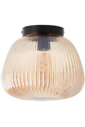 Brilliant Kaizen 96940/86 amber geribbeld glazen plafondlamp