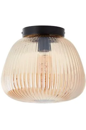 Brilliant Kaizen 96940/86 amber geribbeld glazen plafondlamp