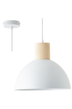 Brilliant Daintree 99709/76 wit met houten hanglamp