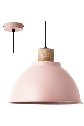 Brilliant Erena 99836/04 roze hanglamp met hout