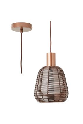 Brilliant Wallace 99864/23 mokka bruine hanglamp met wit glas