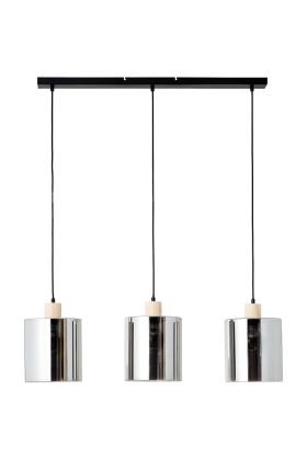 Brilliant Weald 99895/93 zwarte hanglamp met hout en rookglas