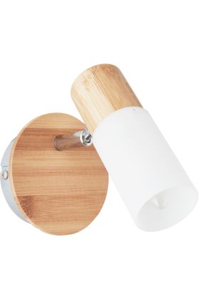 Brilliant Babsan 51410/50 wandspot van bamboe hout met wit kunststof smal kapje