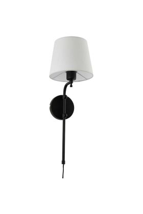 Searchlight Munich EU12081-1BK zwarte wandlamp met linnen kap