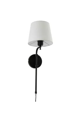 Searchlight Munich EU12081-1BK zwarte wandlamp met linnen kap
