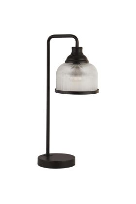 Searchlight Highworth EU1351-1BK zwarte tafellamp met holofaan glas