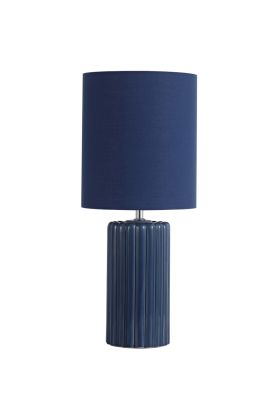 Searchlight Groove EU22353AZ blauwe tafellamp van keramiek en textiel
