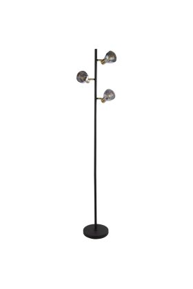 Searchlight Westminster EU23803-3SM zwarte vloerlamp met verchroomd glas