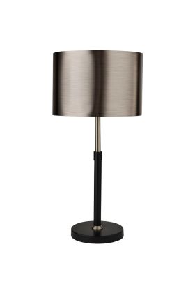 Searchlight Rachel EU3877BK zwarte tafellamp met staal kleurige kap