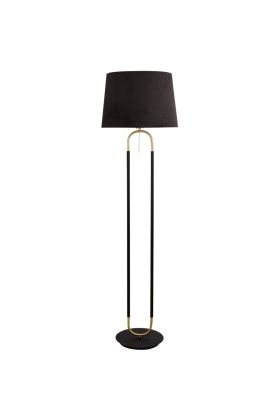 Searchlight Jazz EU41432SB zwarte vloerlamp met zwart fluwelen kap