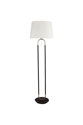 Searchlight Jazz EU41432SS zwarte vloerlamp met wit fluwelen kap