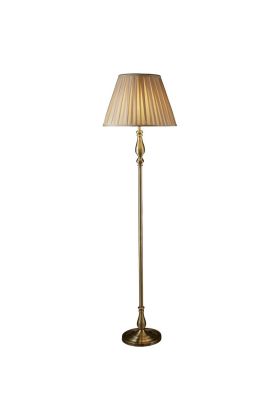 Searchlight Flemish EU5029AB antiek bronzen vloerlamp met grijs textiel