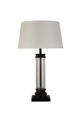 Searchlight Pedestal EU5141BK glazen tafellamp met creme kap