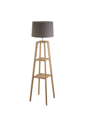 Searchlight Shelf EU60075 houten vloerlamp met grijze kap