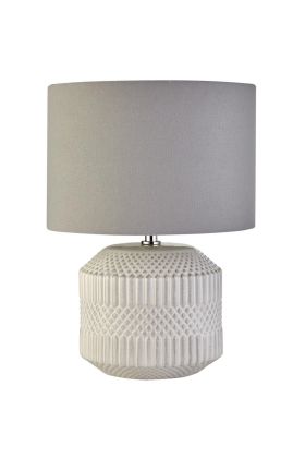Searchlight Marquis EU60796WH witte tafellamp met grijze kap