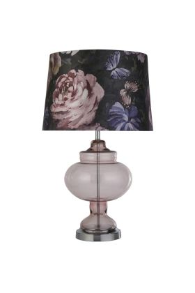 Searchlight Sanderson EU60875 rozeglazen tafellamp met bloemenmotief kap