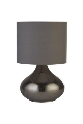 Searchlight Oslo EU60984SM rookglazen tafellamp met grijze kap