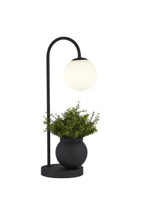 Searchlight Lunar EU61221BK zwarte tafellamp met plantenbakje