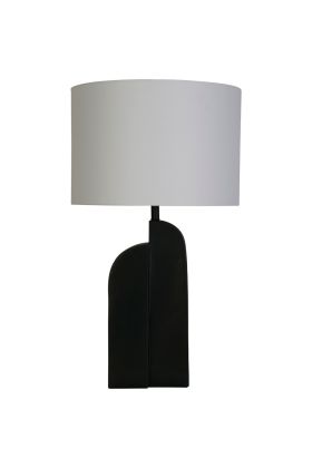 Searchlight Perth EU61650BK zwarte tafellamp met wit linnen kap