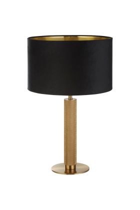 Searchlight London EU65721BK geribbeld messing tafellamp met fluwelen kap