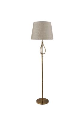 Searchlight Vegas EU7485AB antiek bronzen vloerlamp met jute kap