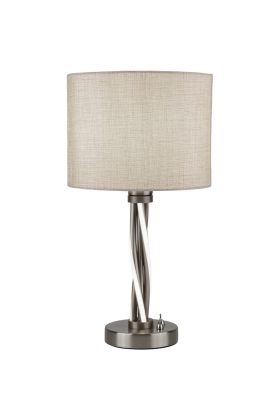 Searchlight Vegas EU7564SS stalen tafellamp met ivoor kleurige jute kap