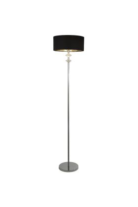 Searchlight Ontario EU7650CC chromen vloerlamp met acryl en zwart kap