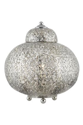 Searchlight Fretwork EU8221-1SS zilverkleurige tafellamp