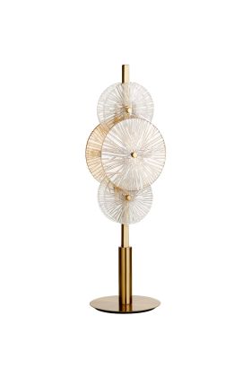 Searchlight Wagon Wheel EU88211-6BZ messing tafellamp met glas