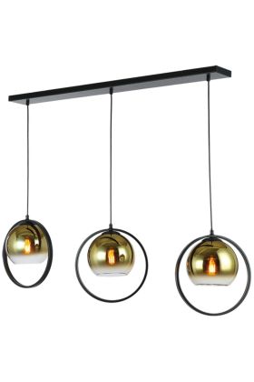 Freelight Aureol H2233GD zwarte hanglamp met goud glas