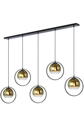 Freelight Aureol H2235GD zwarte hanglamp met goud glas