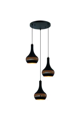 Freelight Canna H2933Z zwart met goudkleurige hanglamp