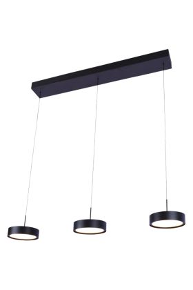 Freelight Alieno H3403Z zwarte langwerpige hanglamp met drie schijfvormige pendels