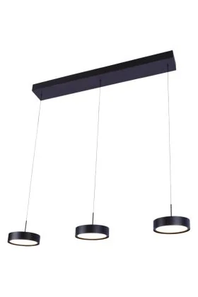 Freelight Alieno H3403Z zwarte langwerpige hanglamp met drie schijfvormige pendels