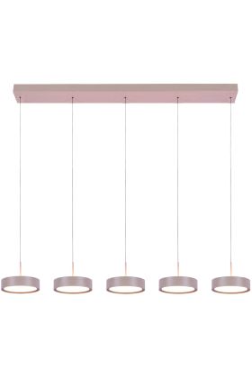 Freelight Alieno H3405C creme kleurige langwerpige hanglamp met vijf schijfvormige pendels