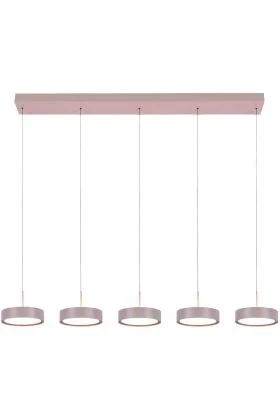 Freelight Alieno H3405C creme kleurige langwerpige hanglamp met vijf schijfvormige pendels