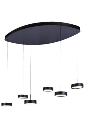Freelight Alieno H3466Z ovale zwarte plafondplaat met zes pendels