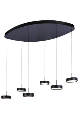 Freelight Alieno H3466Z ovale zwarte plafondplaat met zes pendels