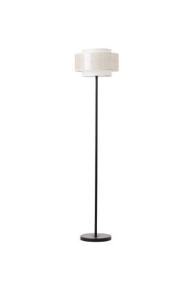 Brilliant Odar 93134/09 mat zwarte vloerlamp met bamboe kap