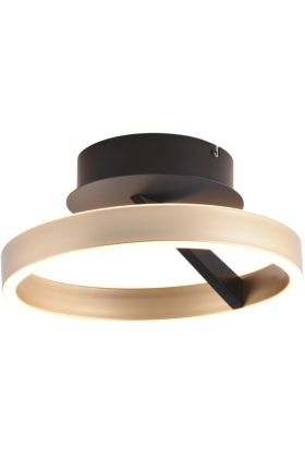 Freelight Pilota PL0940BG zwarte plafonnière met goudkleurige cirkelvormige lichtgevende ring