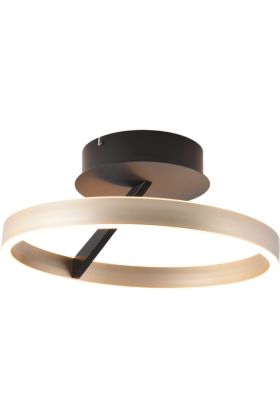 Freelight Pilota PL0940BG zwarte plafonnière met goudkleurige cirkelvormige lichtgevende ring