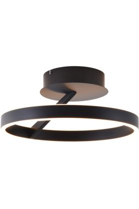 Freelight Pilota PL0940Z zwarte plafonniere met ringvormige lichtgevende rand zijaanzicht