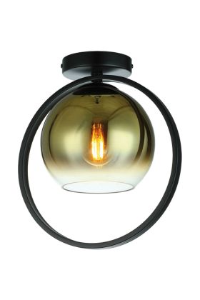 Freelight Aureol PL2231GD zwarte plafondlamp met goud glas