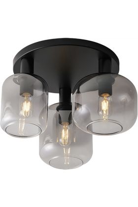 Freelight Vario PL2633SK zwarte plafondlamp met rookglas
