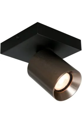 Freelight Strano PL3601GM zwart plafondplaatje met gunmetal kleurig spotje voor GU10 lamp