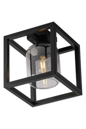 Freelight Dentro PL4121SK zwarte plafondlamp met rookglas