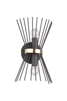 Trio Rod R21532080 zwart met goud kleurige wandlamp